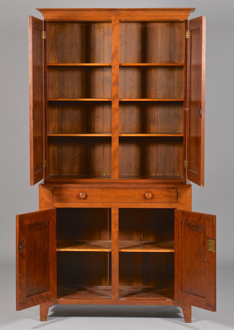 Lot 297: Figured Cherry Two Piece Cupboard, Ohio River Vall
