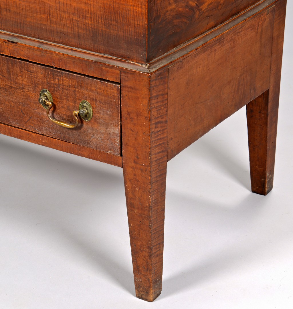 Lot 300: Tiger Maple Sugar Chest, Yellow Pine Secondary