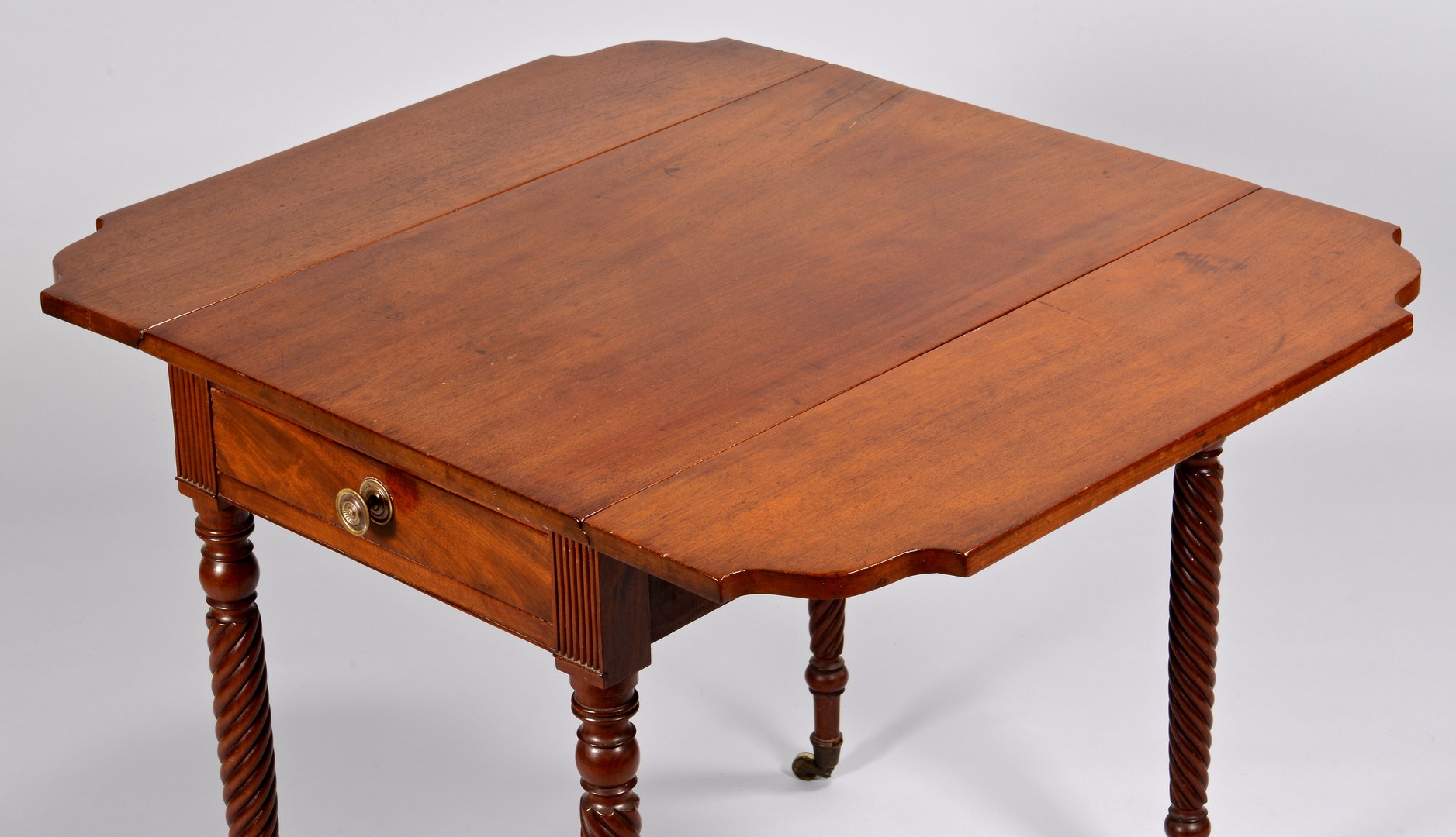 Lot 308: Southern Pembroke Table with Spiral Tapered Legs,