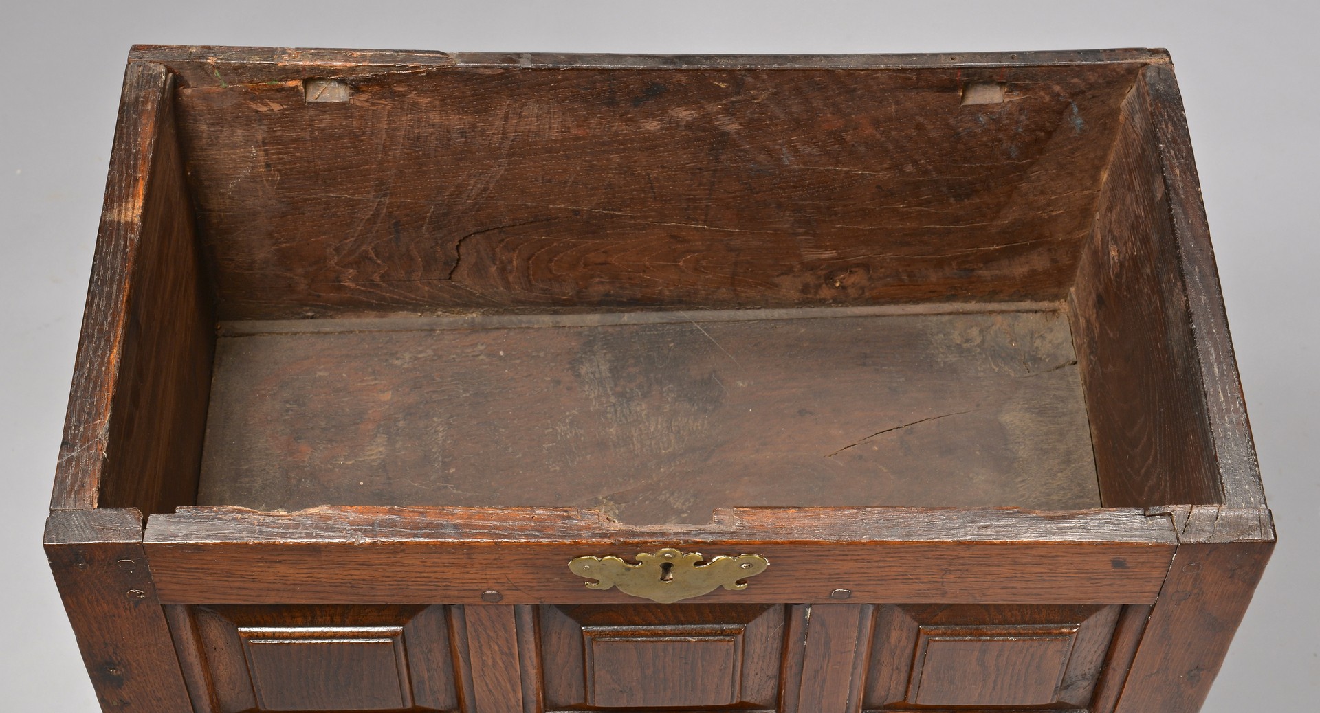 Lot 318: Small William & Mary Style Oak Chest on Stand