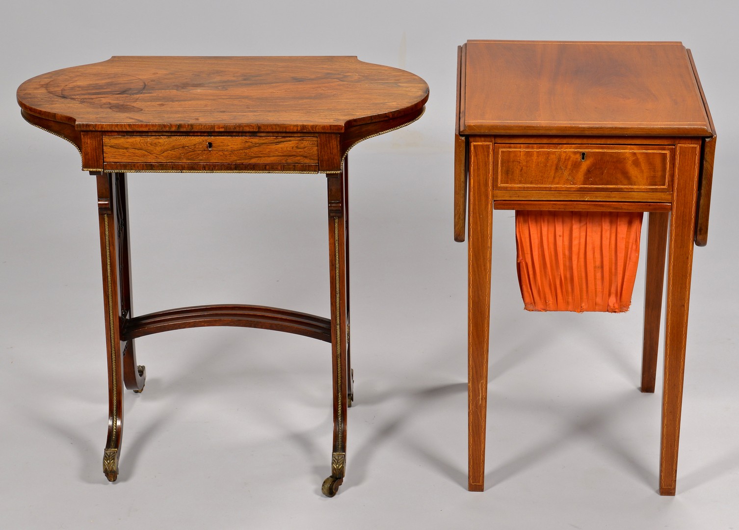 Lot 320: English Games Table and Sewing Table