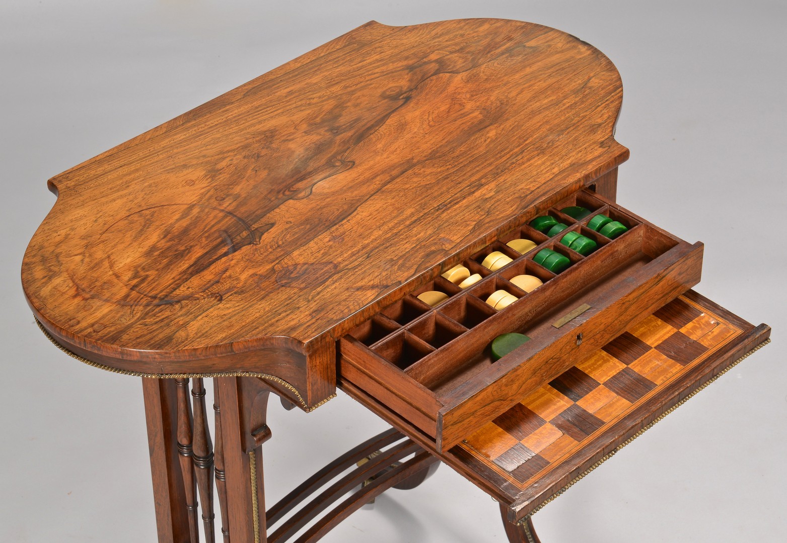 Lot 320: English Games Table and Sewing Table