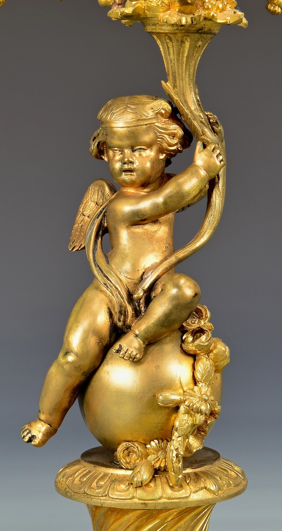 Lot 327: Pr Gilt Bronze Winged Cherub Candelabra on Rococo