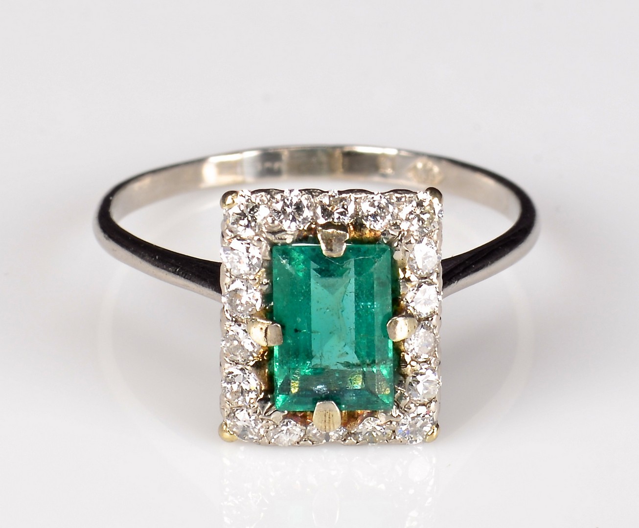 Lot 377: Platinum Emerald Diamond Ring plus opal set