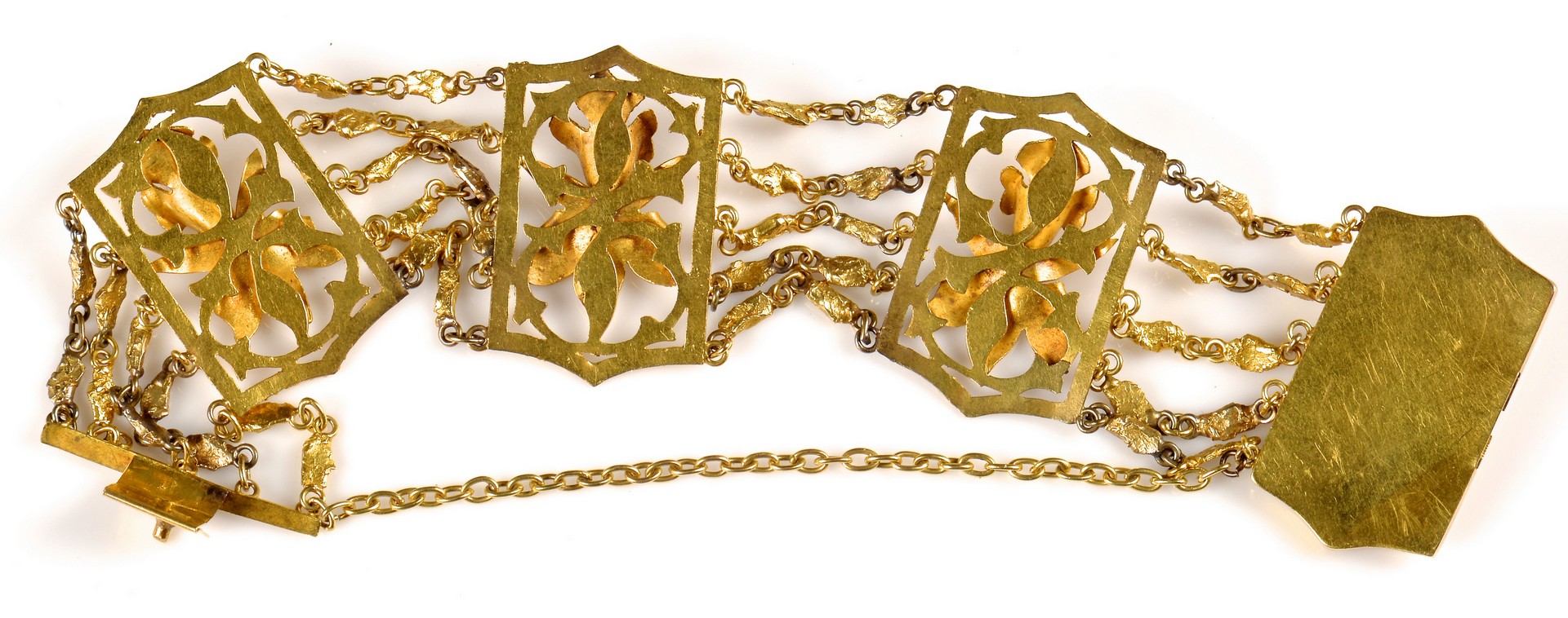 Lot 379: 18K Yellow Gold Orchid Link Bracelet