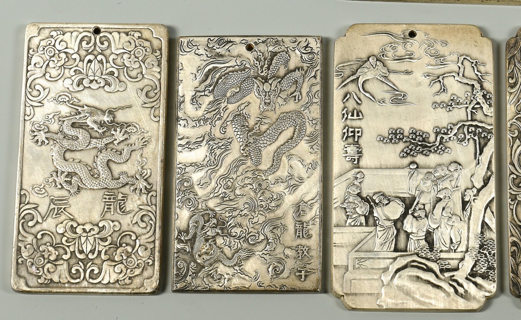 Lot 37: Chinese Silver Plaques or Scroll Weights