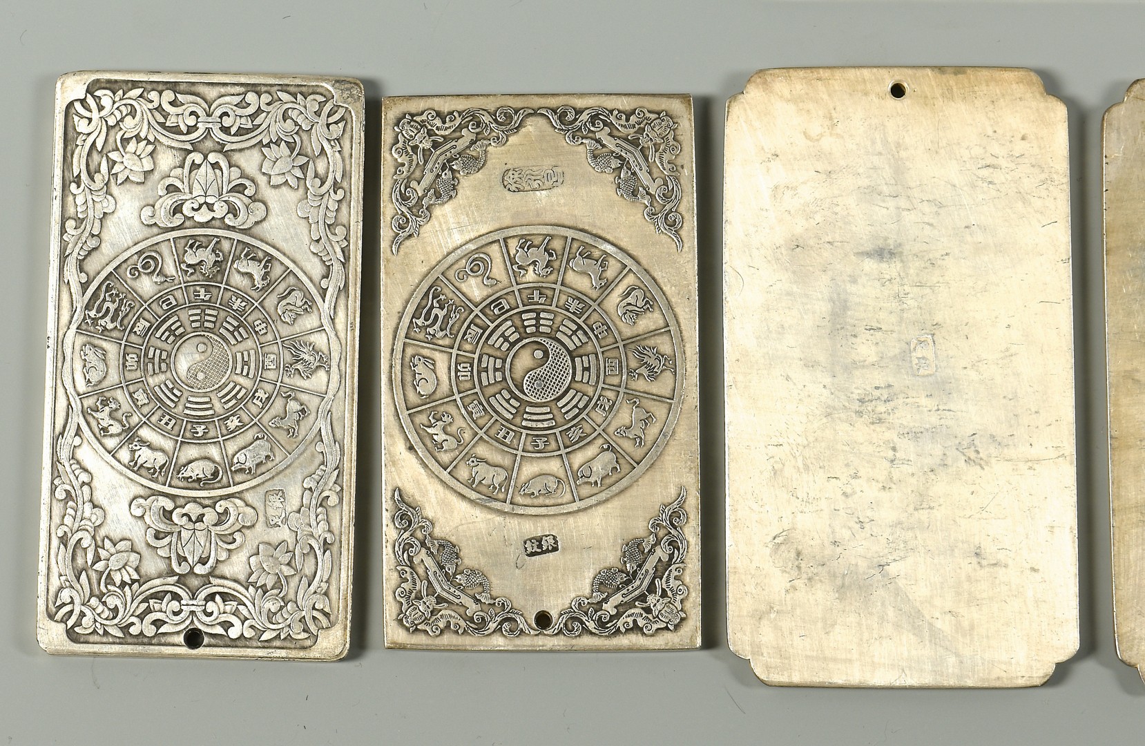 Lot 37: Chinese Silver Plaques or Scroll Weights