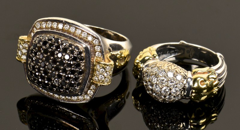 Lot 384: Two Lagos SS 18K Diamond Rings