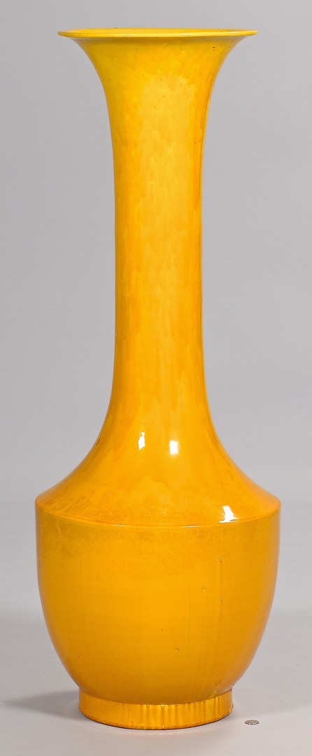 Lot 395: Floor Size Asian Monochrome Yellow Vase