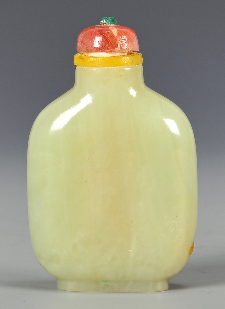 Lot 398: Celadon Jade Snuff Bottle, Signed