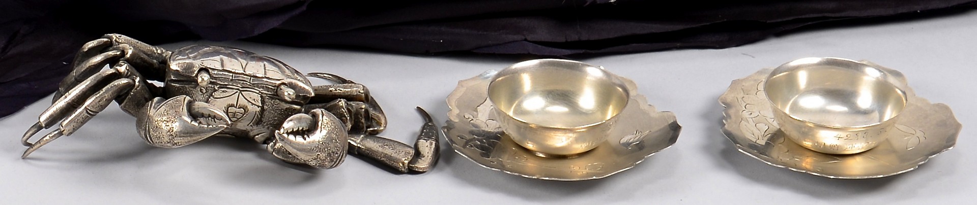 Lot 40: 6 Asian Silver items inc Tea Pot with Presentation