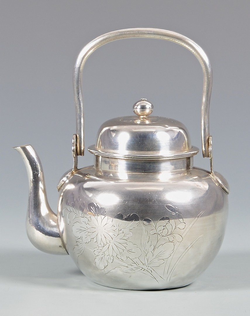 Lot 40: 6 Asian Silver items inc Tea Pot with Presentation