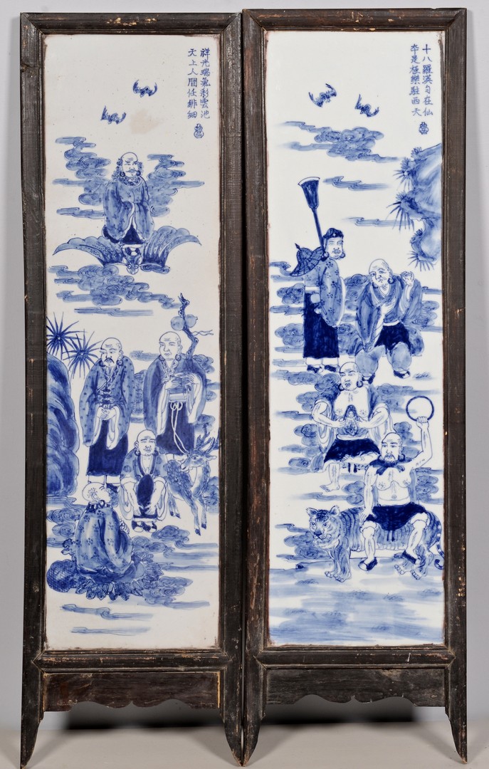 Lot 417: Pair Chinese Blue and White Porcelain Plaques