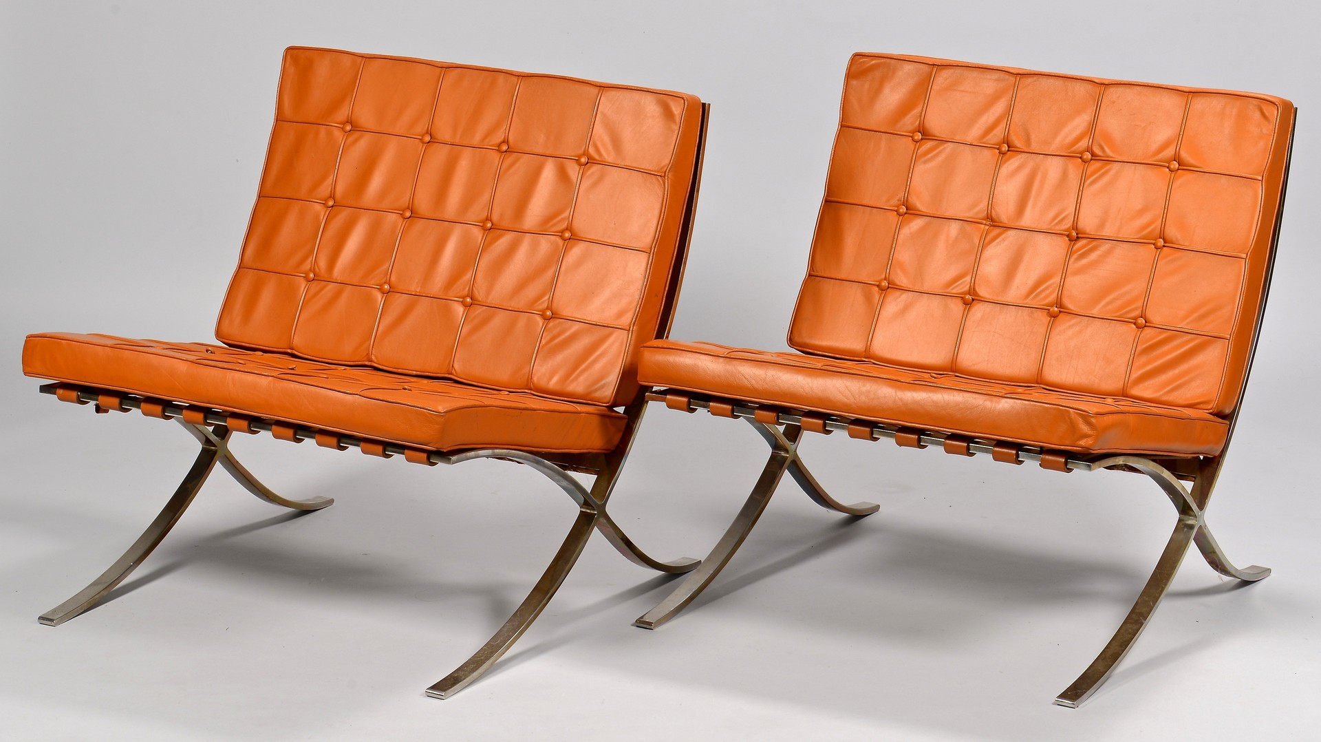 Lot 445: Pair of "Barcelona" Style Chairs