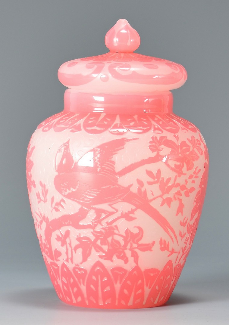 Lot 479: Steuben Cameo Glass Vase, Bird