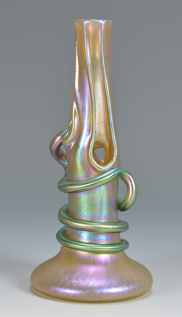 Lot 486: Loetz Glass Snake Vase & Durand Glass Shades