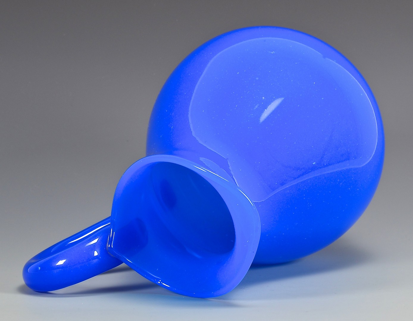 Lot 489: French Blue Opaline Glass Pitcher & Bowl