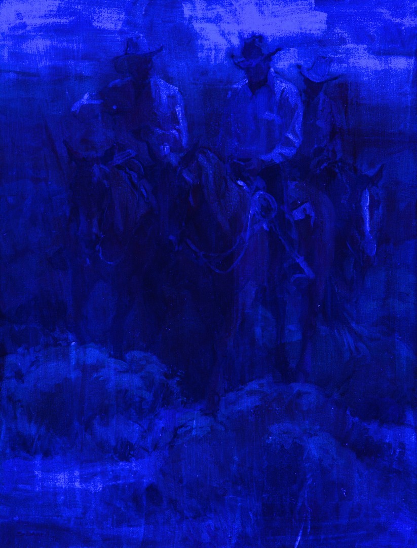 Lot 512: Suzanne Baker O/C, Cowboys in Desert