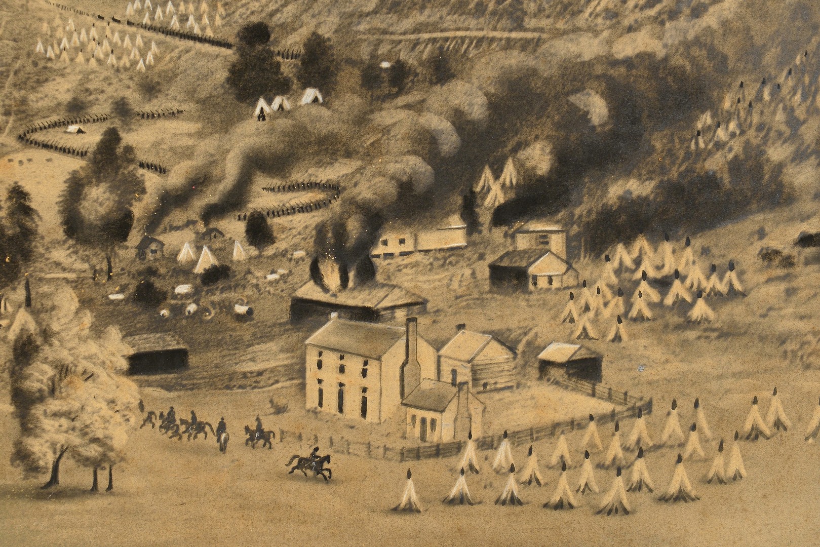 Lot 549: Pastel/Charcoal Battle of Cumberland Gap, Union Ev