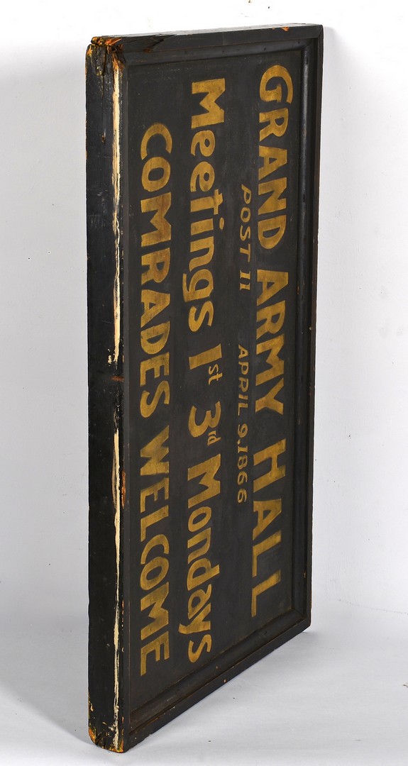 Lot 550: GAR Meeting Hall Sign, Double Sided