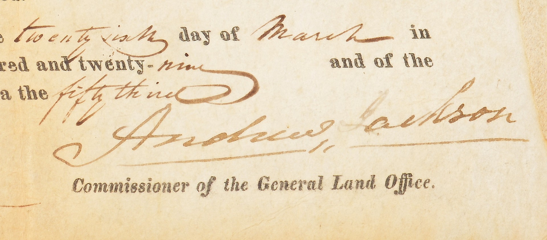 Lot 570: Andrew Jackson Signed OH Land Grant