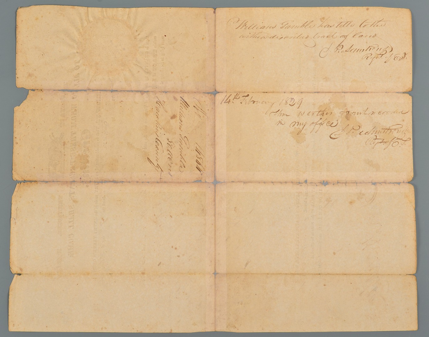 Lot 572: Sam Houston signed land grant