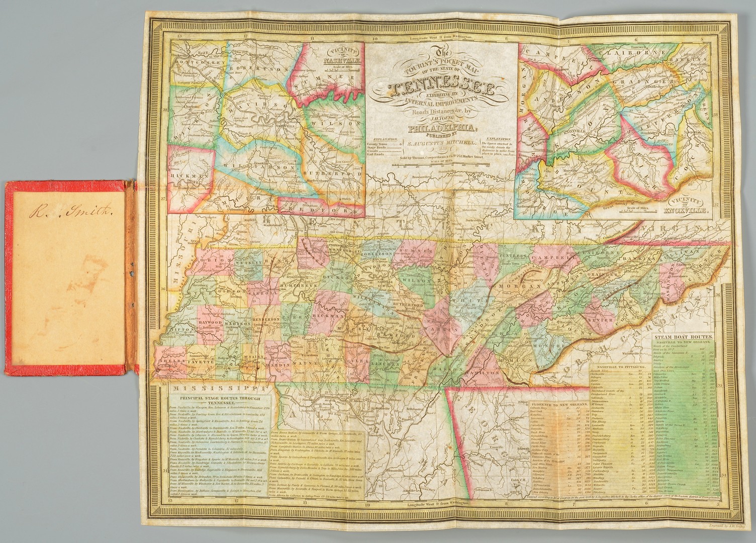 Lot 573: Mitchell's Pocket Map of TN, 1839