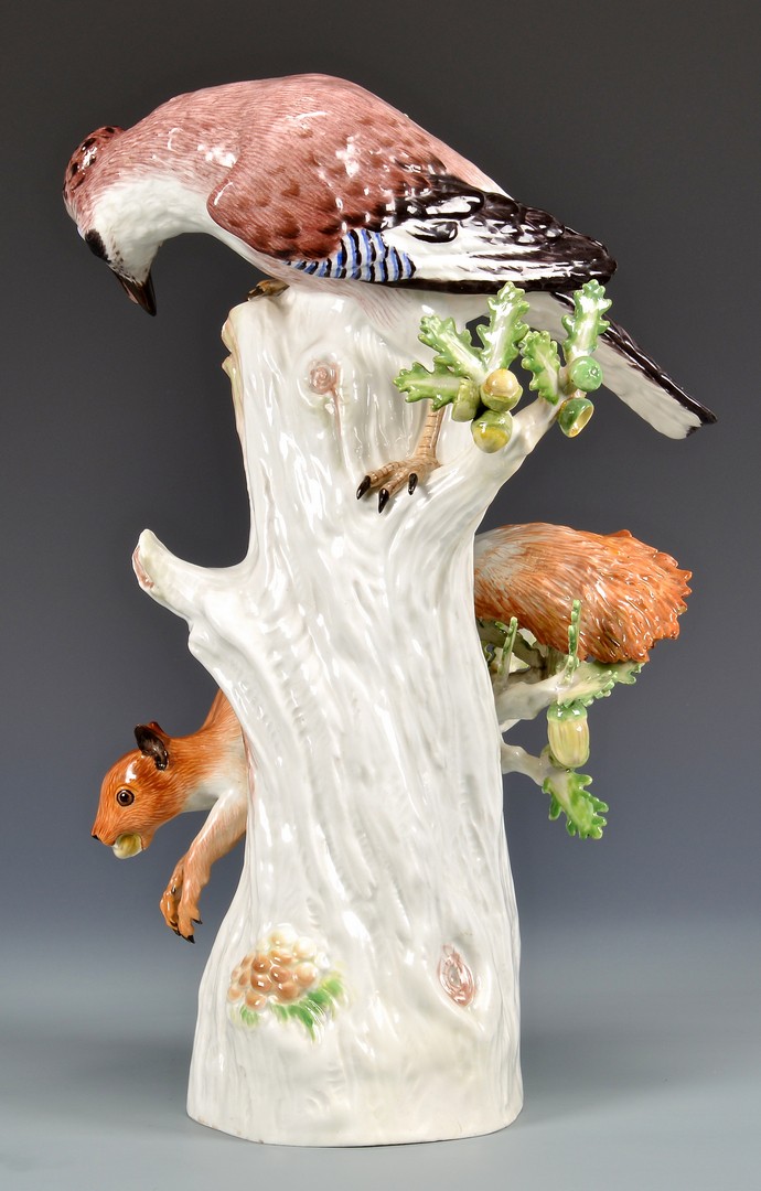 Lot 582: Meissen Bird and Squirrel Figure