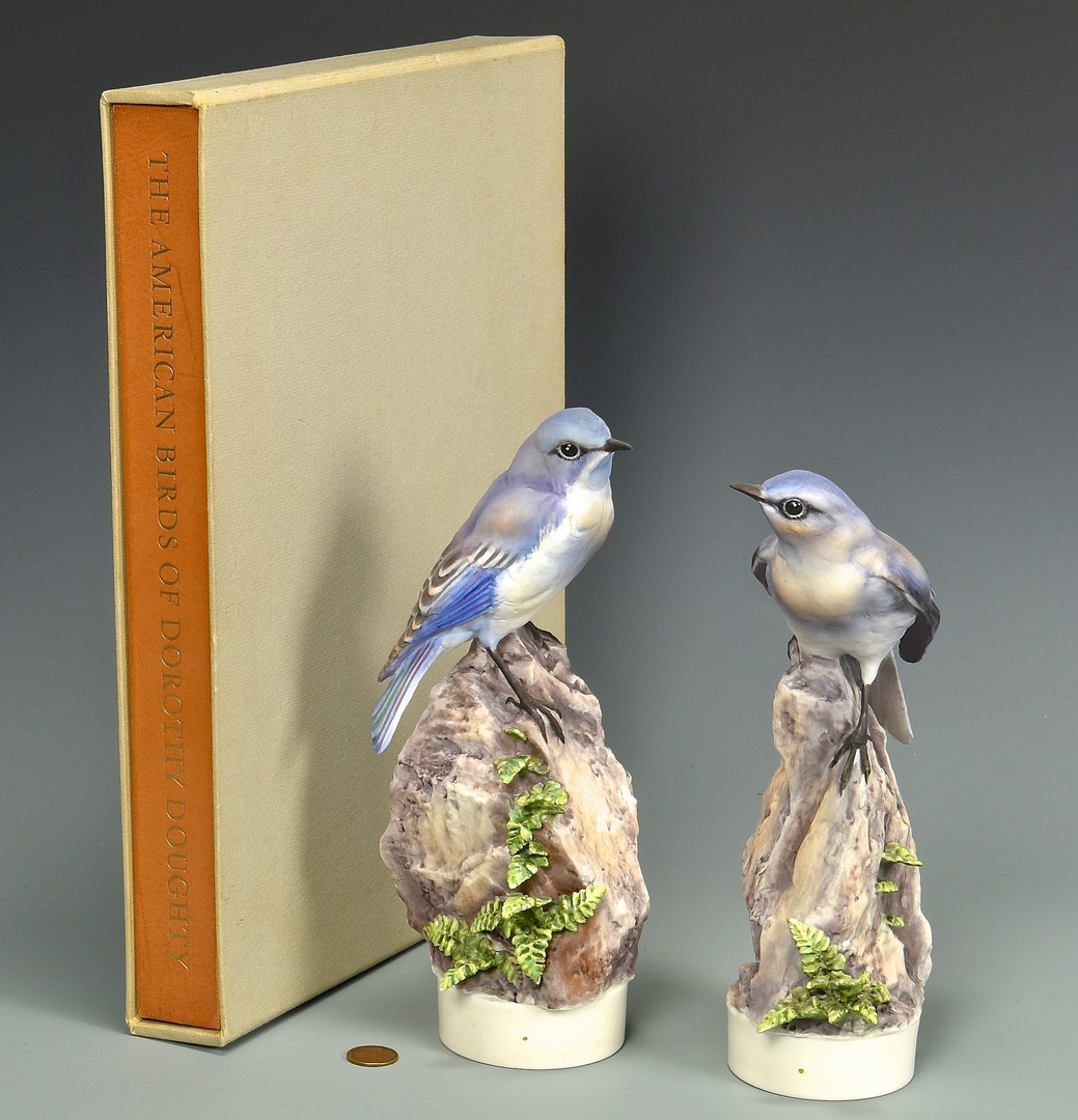 Lot 595: Pair Dorothy Doughty Mountain Bluebirds and Dought