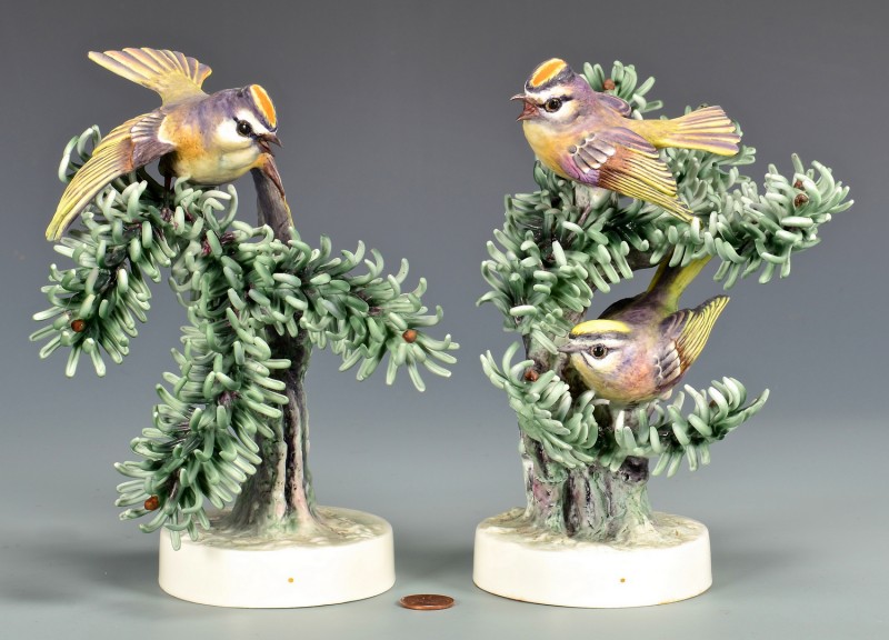 Lot 596: Pair Dorothy Doughty Birds, Kinglet Golden Crowns