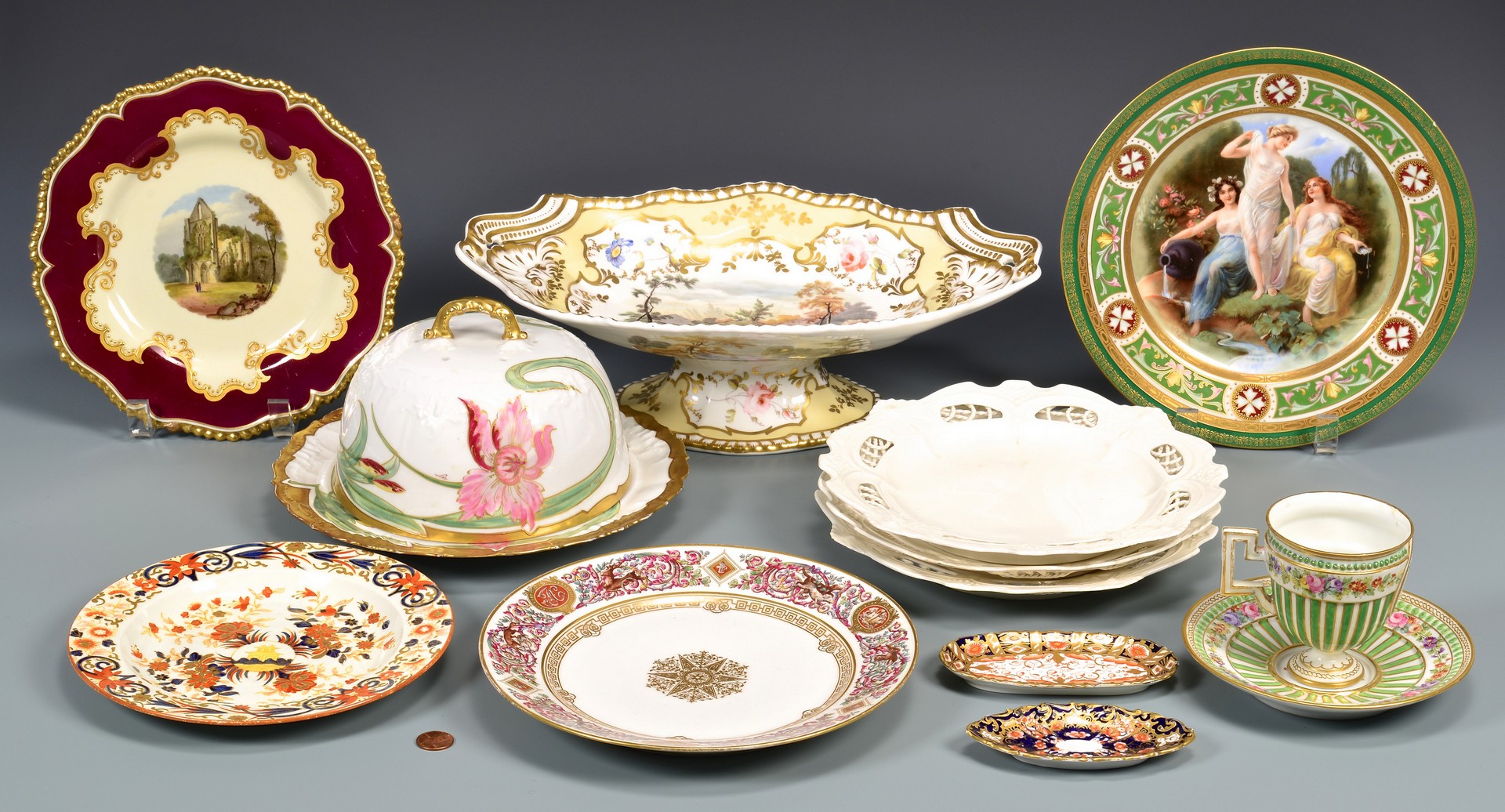 Lot 603: Group of English, French, German Porcelain, 11 tot