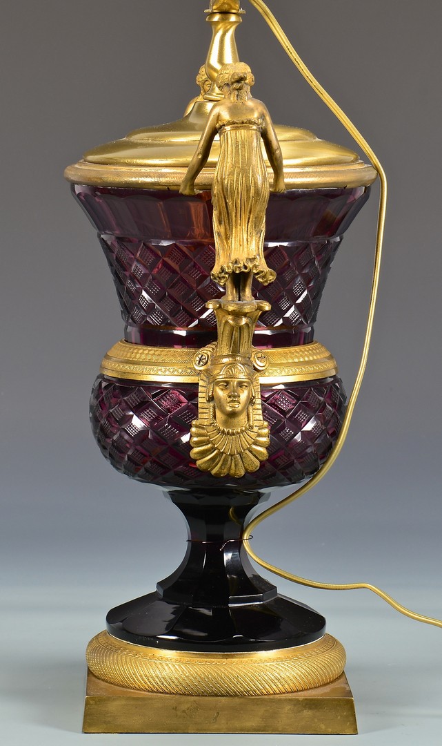 Lot 613: Gilt Bronze Mounted Amethyst Cut Glass Vase