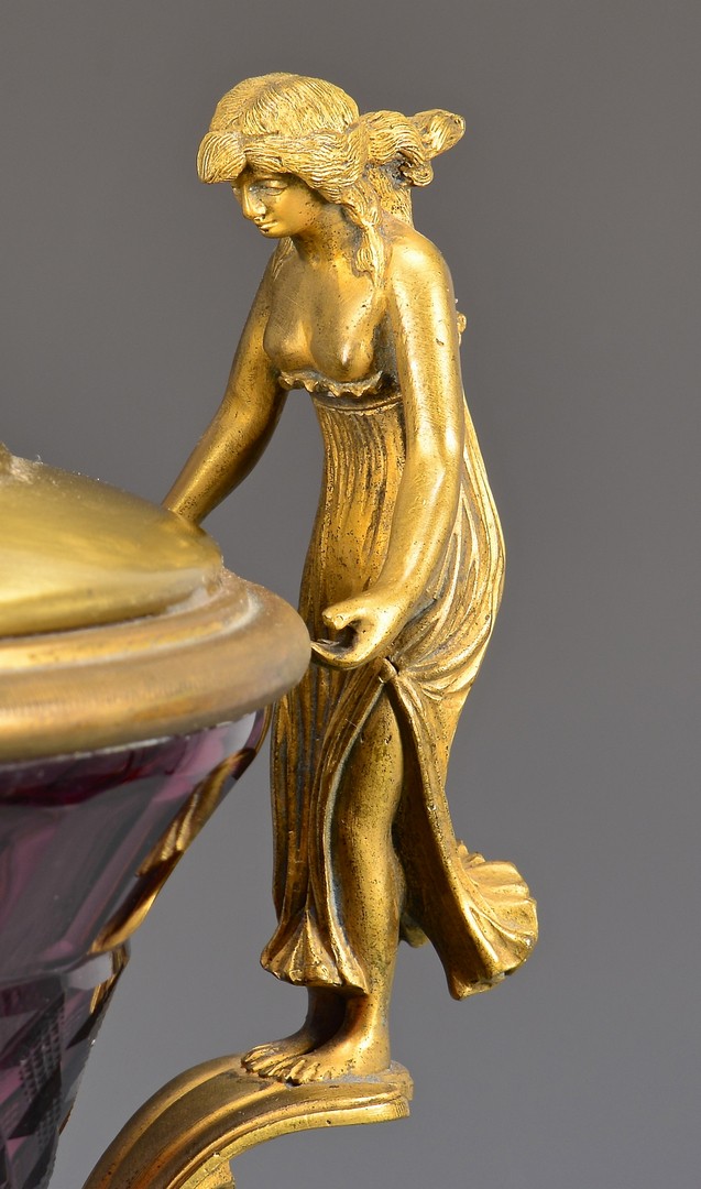 Lot 613: Gilt Bronze Mounted Amethyst Cut Glass Vase