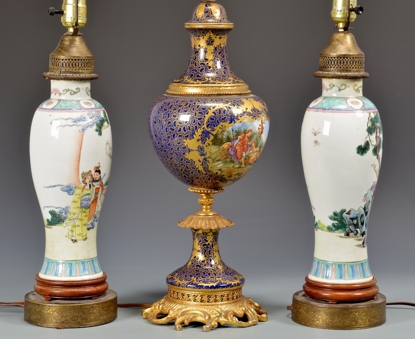 Lot 617: 3 Lamps, Chinese and French
