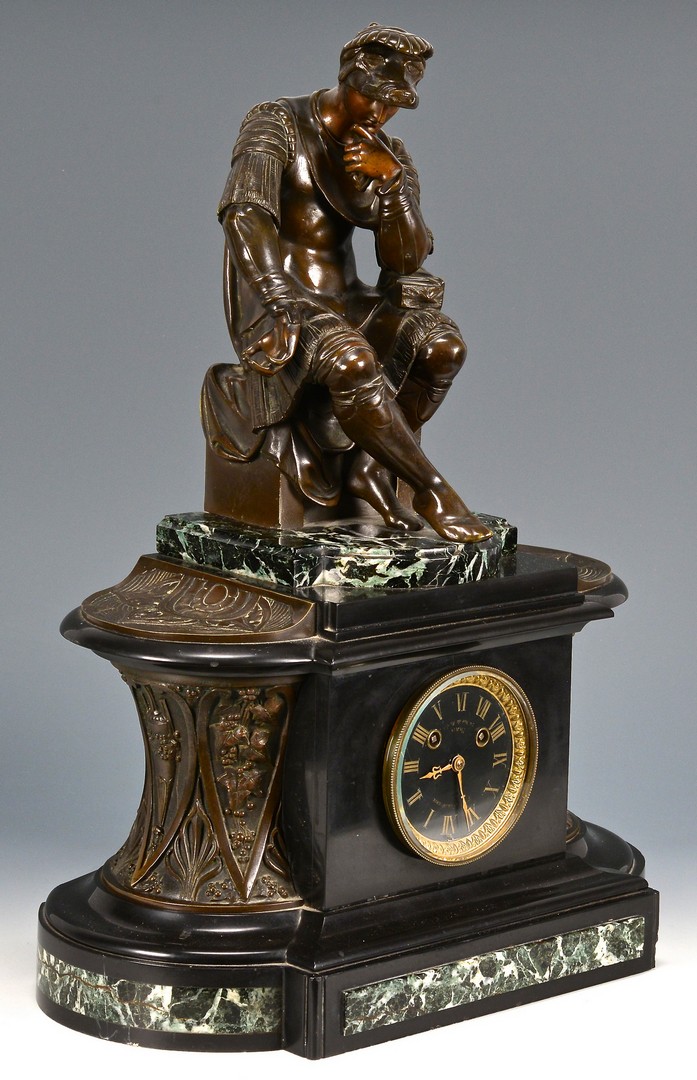 Lot 622: French Bronze & Marble Mantle Clock