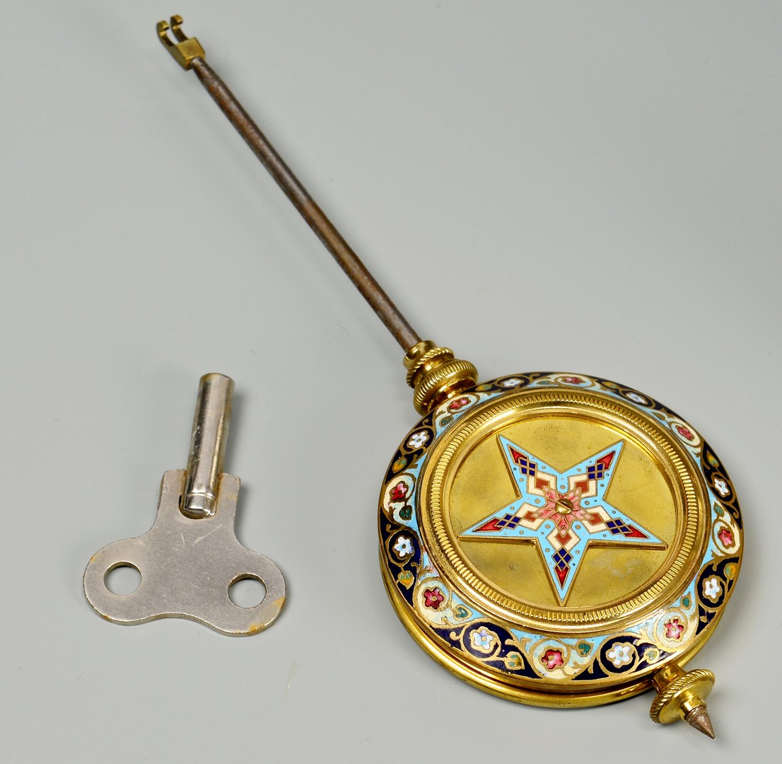 Lot 624: Samuel Marti Champleve and Brass Regulator Clock
