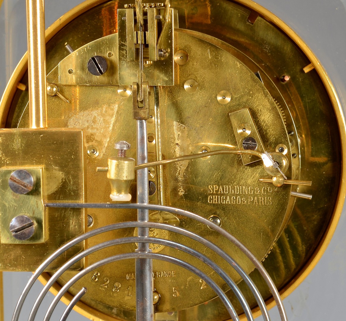 Lot 625: Spaulding Crystal Regulator Clock