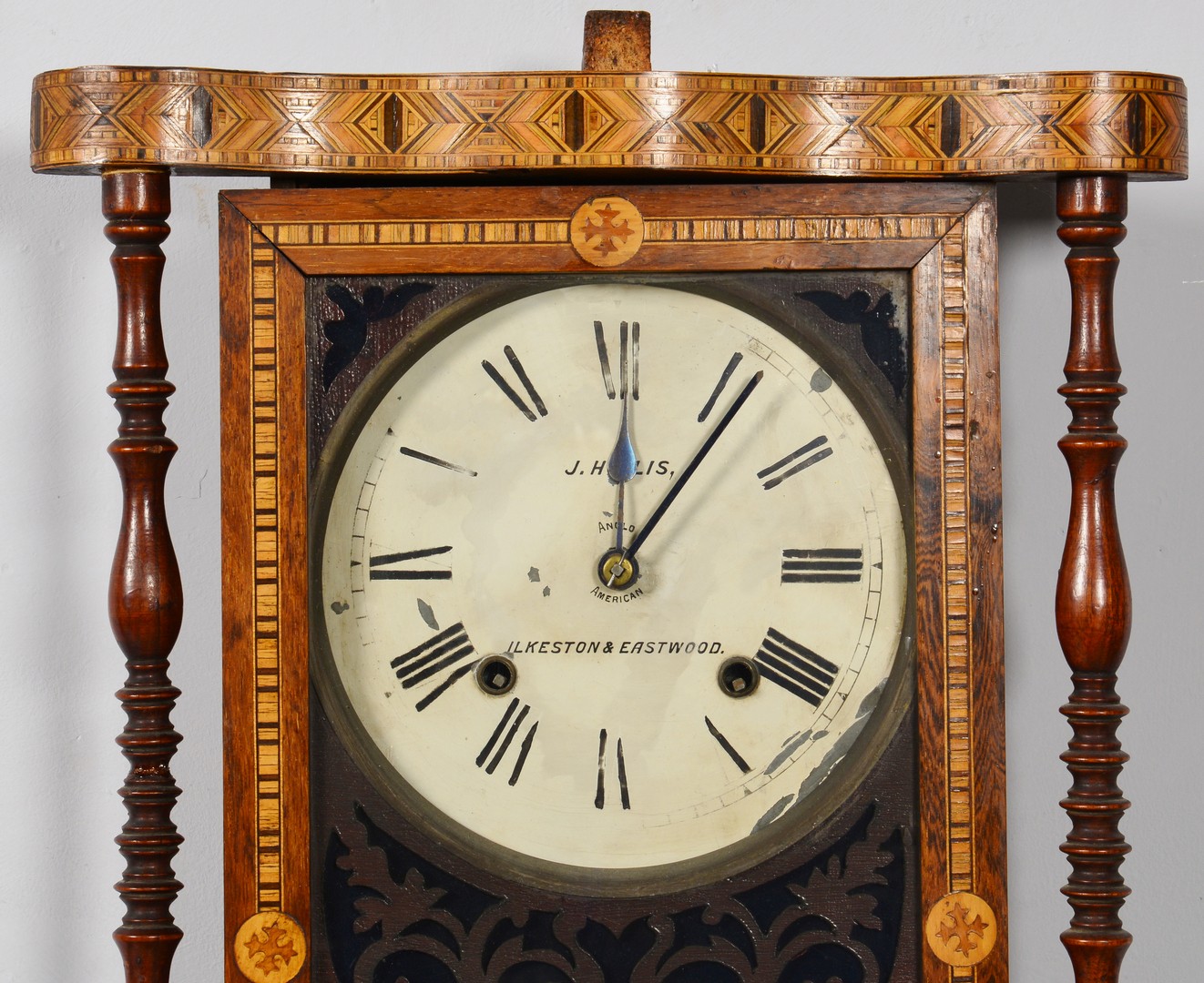Lot 631: English Tunbridge Marquetry Wall Clock