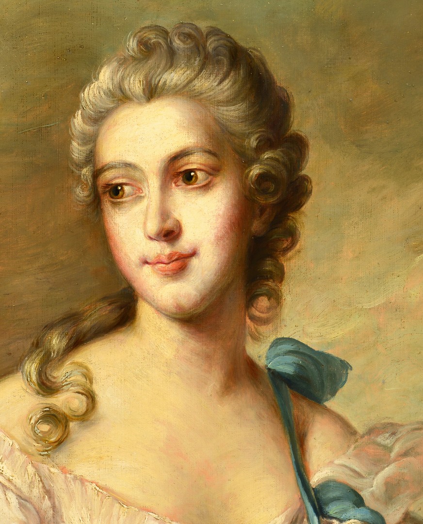 Lot 647: Large Portrait of European Female in Satin Pink Dr