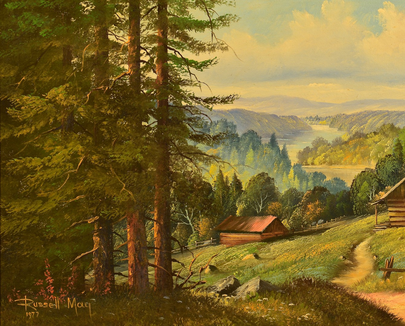 Lot 655: Russell May Oil on Canvas Mountain Scene