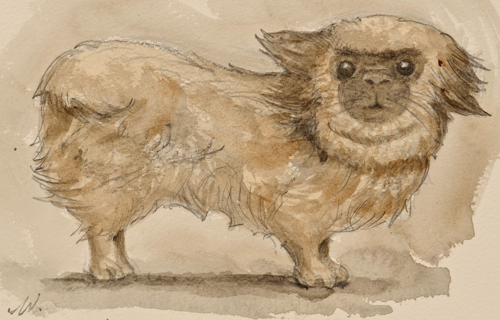 Lot 659: Two Werner Wildner Watercolors, dog and owl