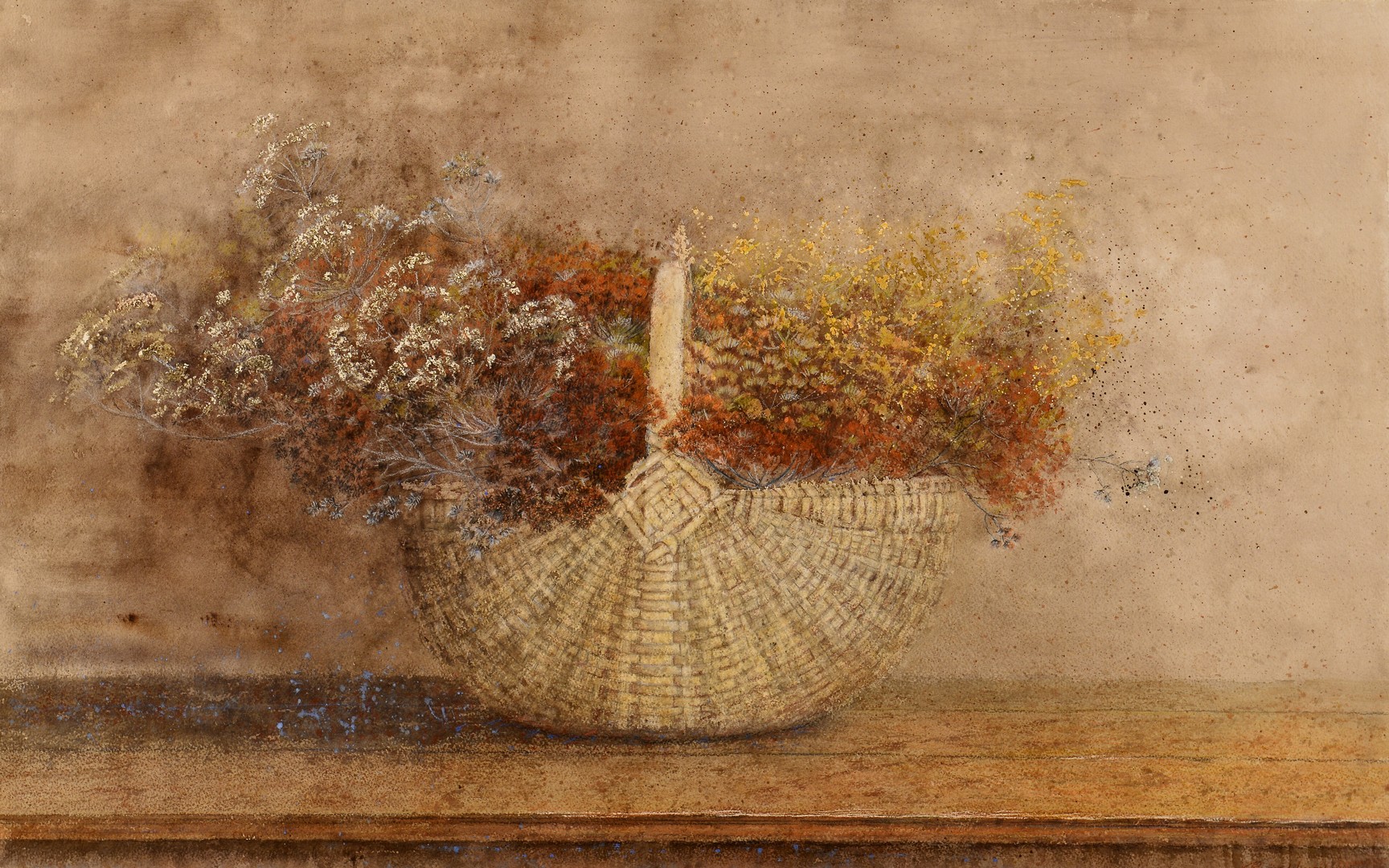 Lot 666: Pauline Wallen Watercolor Still Life with basket
