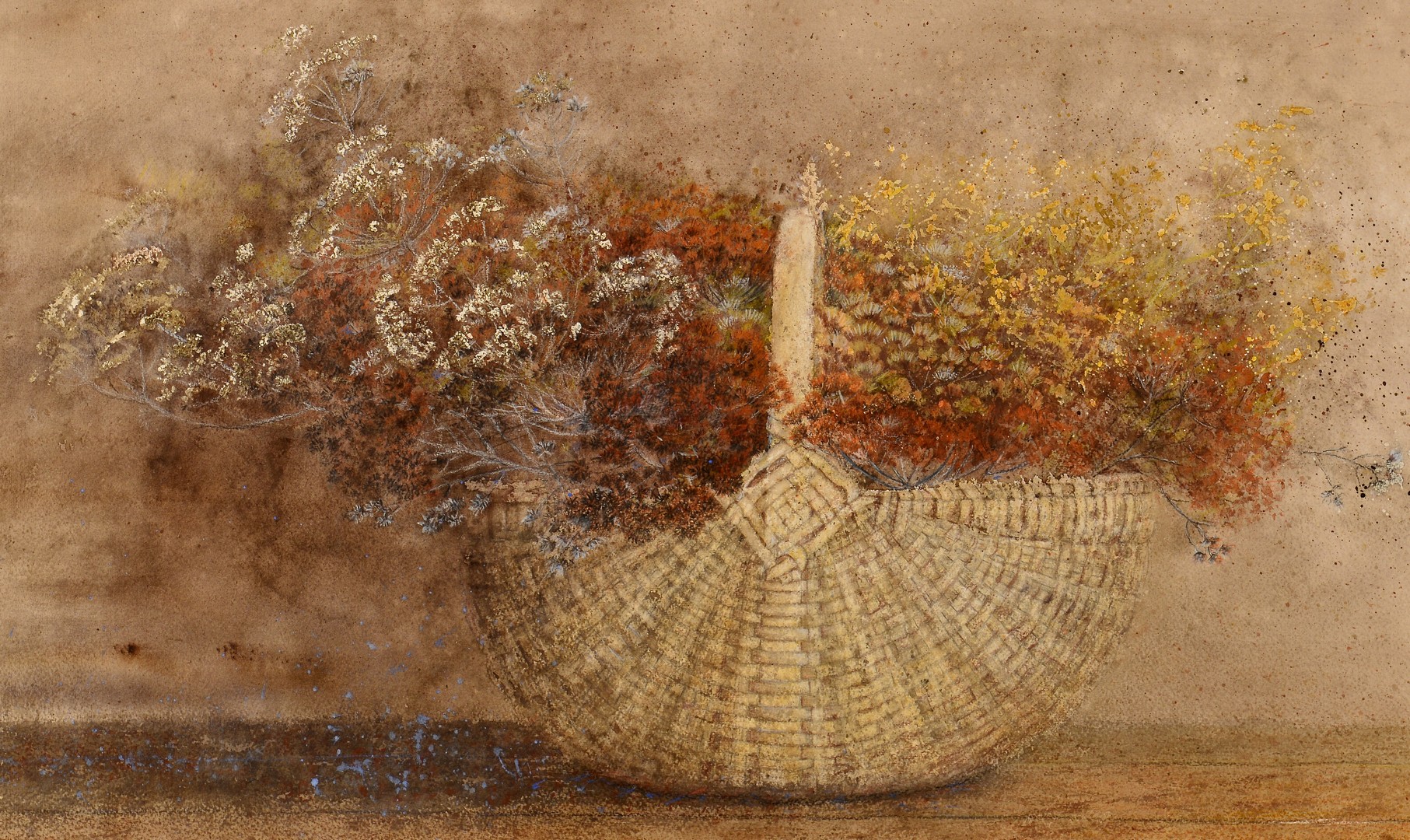 Lot 666: Pauline Wallen Watercolor Still Life with basket