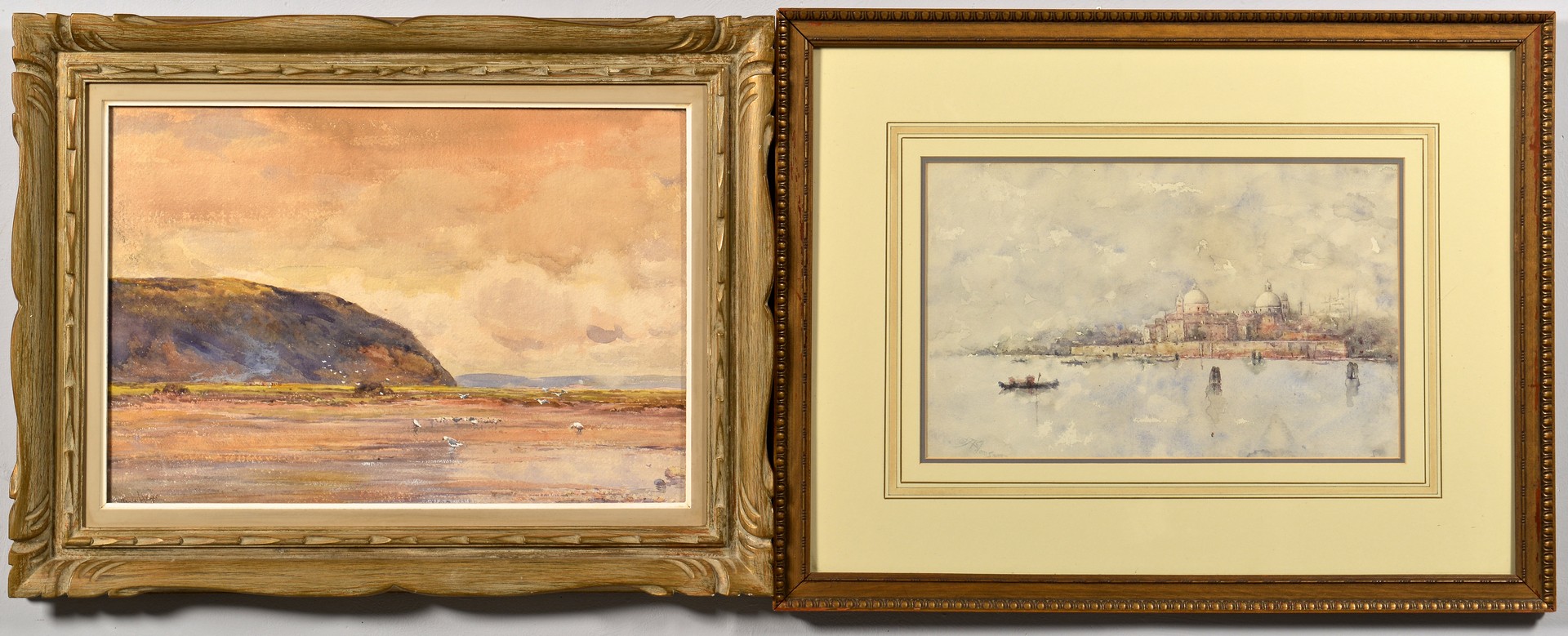 Lot 672: Two Watercolor Seascapes, signed