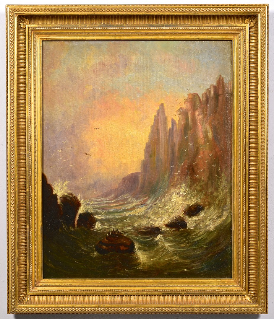 Lot 673: Oil on canvas. poss. Fingal's Cave