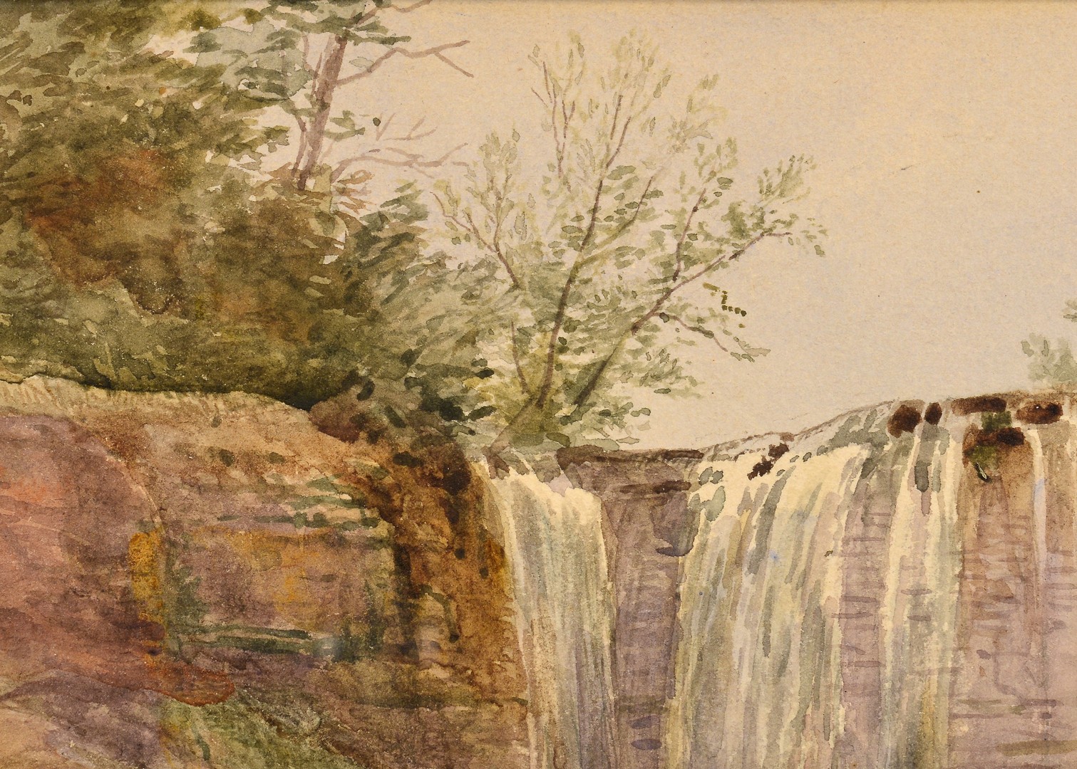 Lot 674: George Harlow White W/C of Waterfall