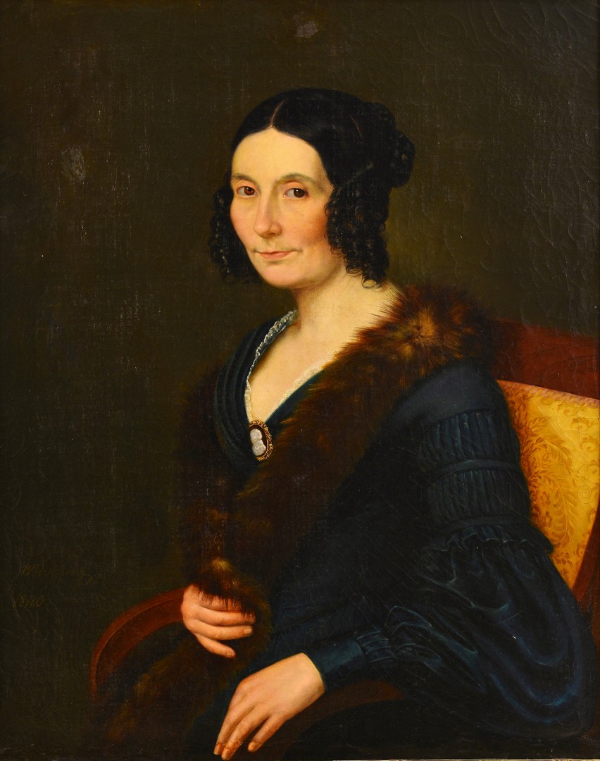 Lot 677: Portrait of Woman with Fur and Cameo