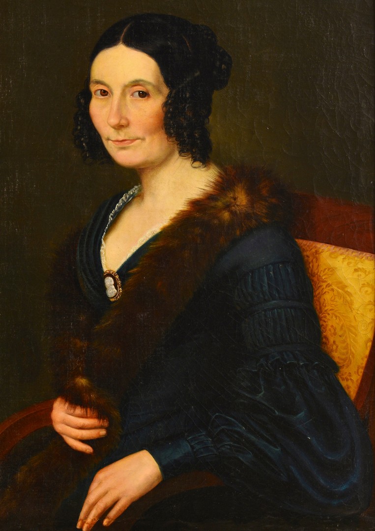 Lot 677: Portrait of Woman with Fur and Cameo