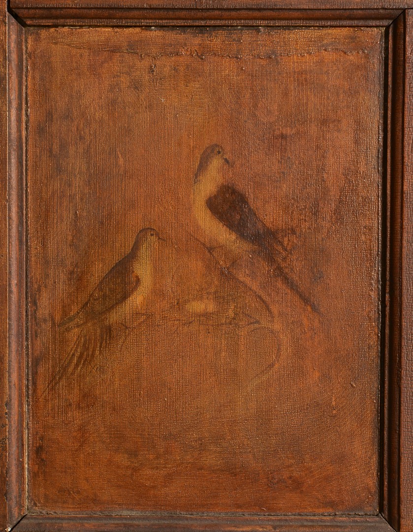 Lot 702: Virginia painted mantel, bird scenes
