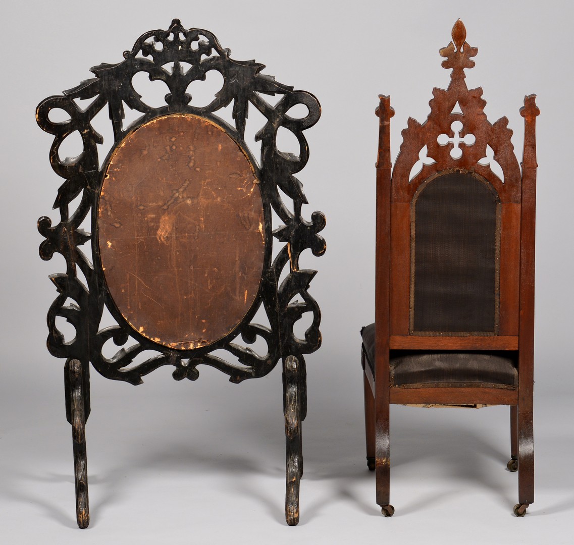 Lot 709: 2 American Gothic Furniture Items, Chair & Screen